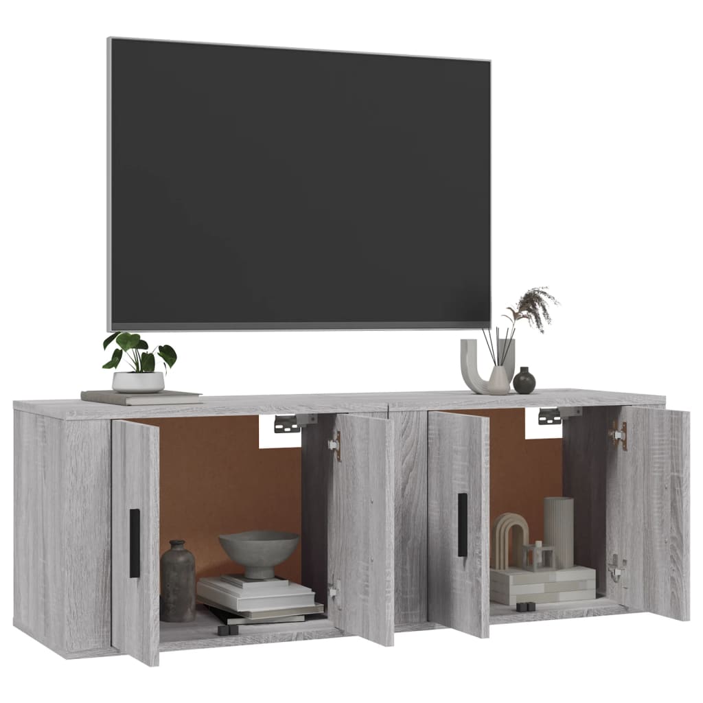 Nástěnné Tv Skříňky 2 Ks Šedé Sonoma 57 X 34,5 X 40 Cm