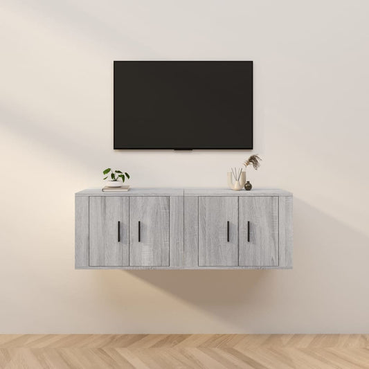 Nástěnné Tv Skříňky 2 Ks Šedé Sonoma 57 X 34,5 X 40 Cm