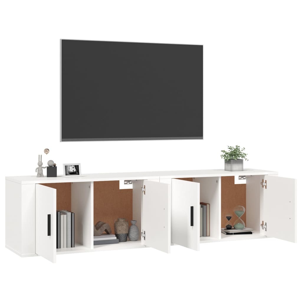 Nástěnné Tv Skříňky 2 Ks Bílé 80 X 34,5 X 40 Cm