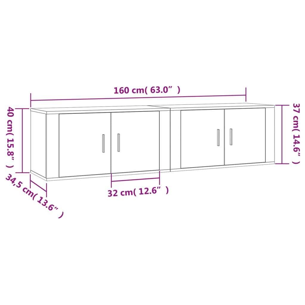 Nástěnné Tv Skříňky 2 Ks Bílé 80 X 34,5 X 40 Cm