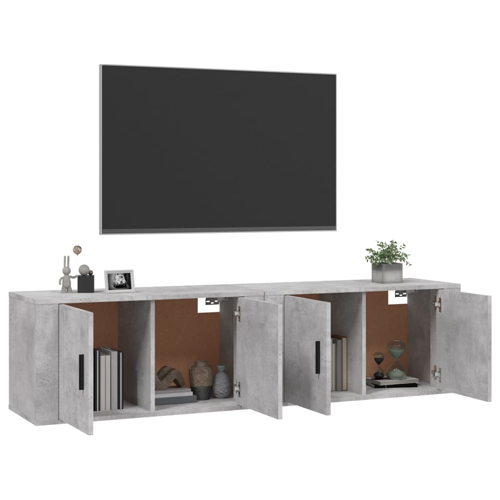 Nástěnné Tv Skříňky 2 Ks Betonově Šedé 80 X 34,5 X 40 Cm