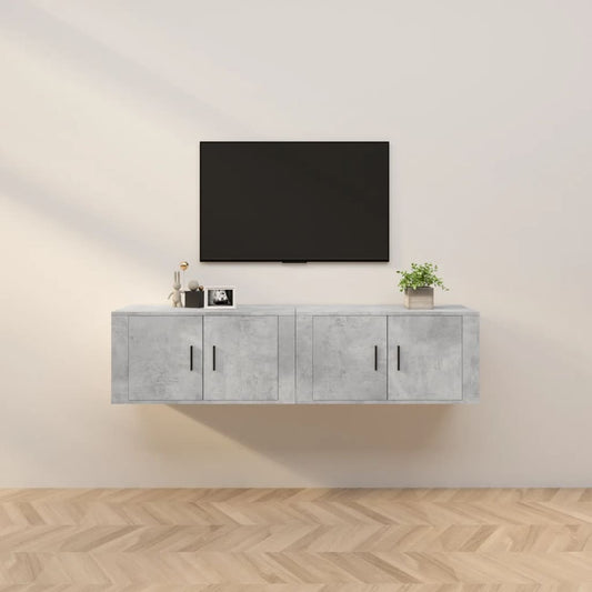 Nástěnné Tv Skříňky 2 Ks Betonově Šedé 80 X 34,5 X 40 Cm