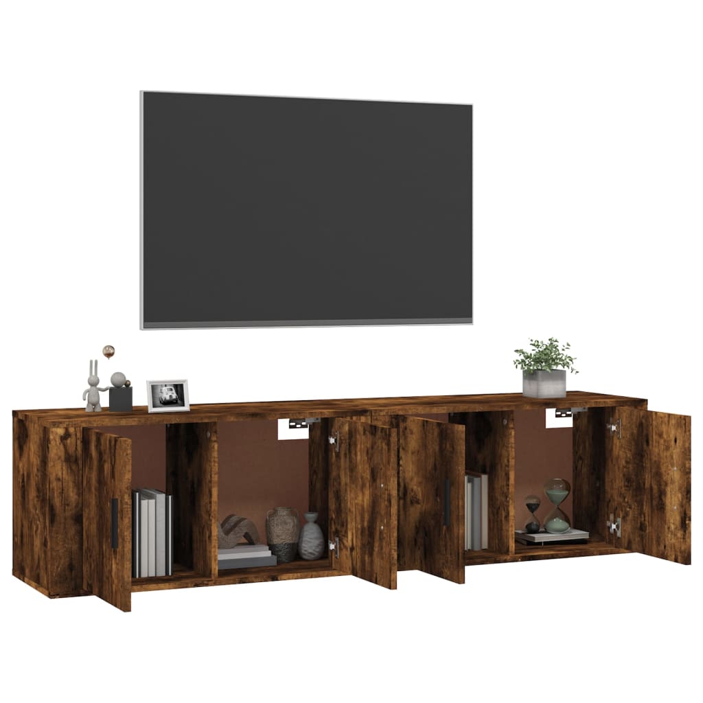 Nástěnné Tv Skříňky 2 Ks Kouřový Dub 80 X 34,5 X 40 Cm
