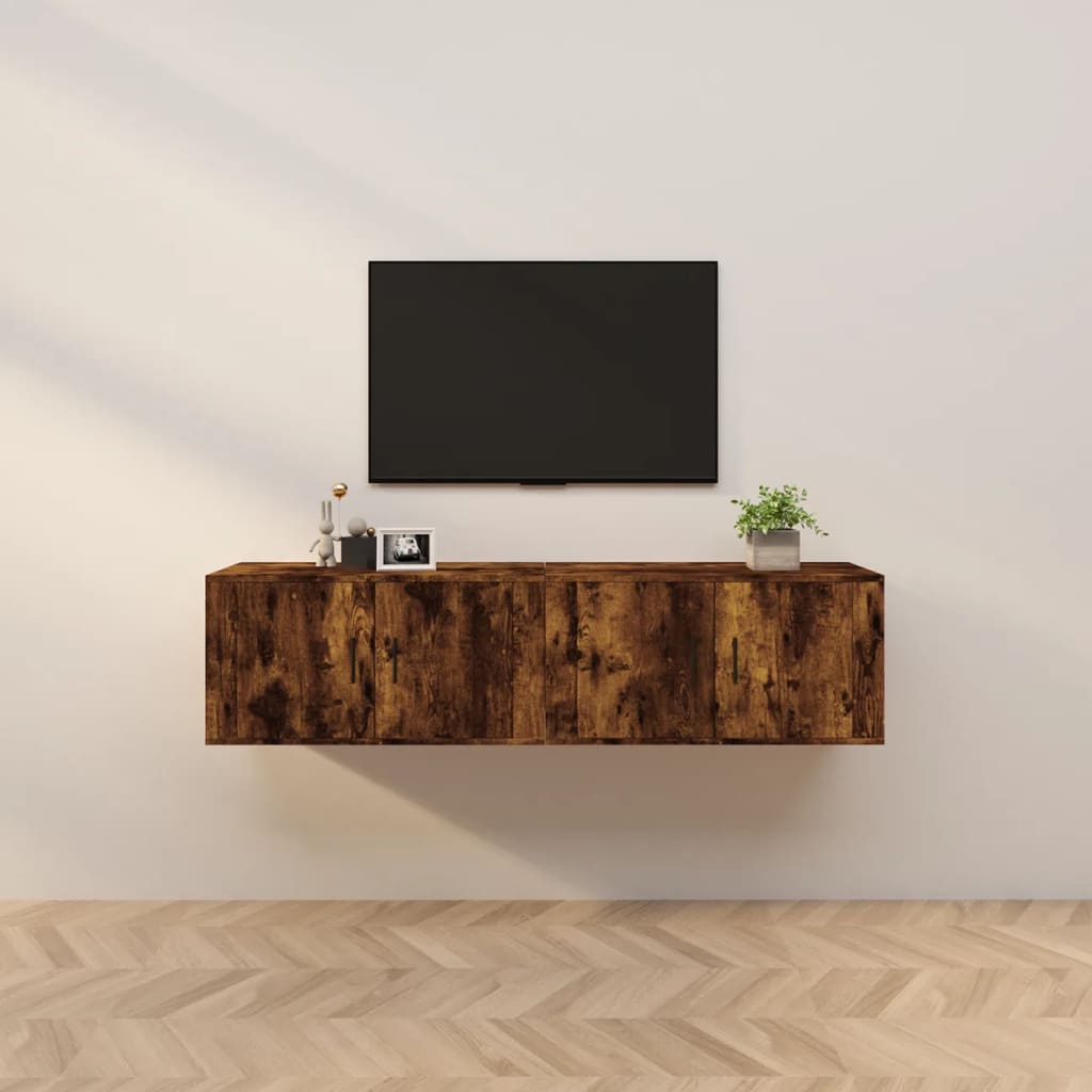 Nástěnné Tv Skříňky 2 Ks Kouřový Dub 80 X 34,5 X 40 Cm