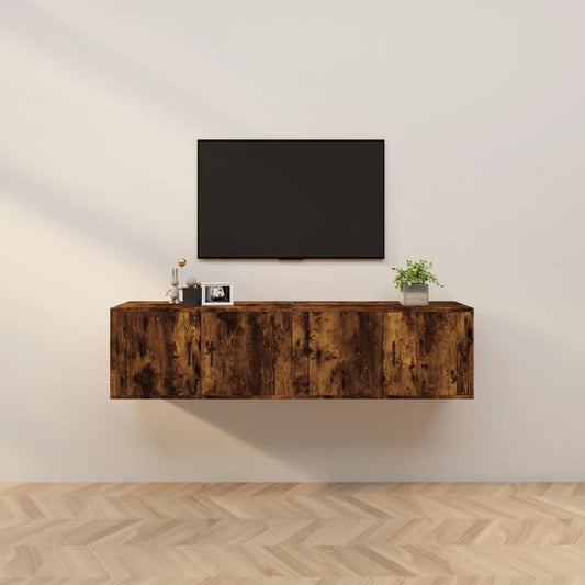 Nástěnné Tv Skříňky 2 Ks Kouřový Dub 80 X 34,5 X 40 Cm