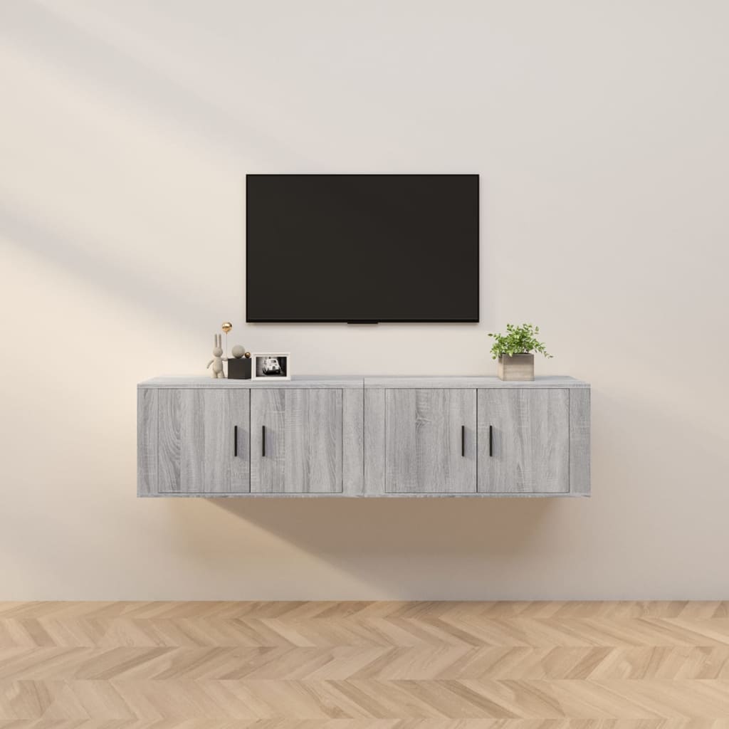 Nástěnné Tv Skříňky 2 Ks Šedé Sonoma 80 X 34,5 X 40 Cm