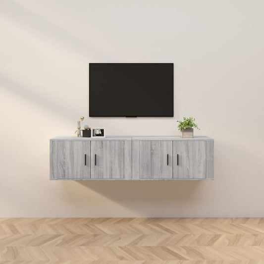Nástěnné Tv Skříňky 2 Ks Šedé Sonoma 80 X 34,5 X 40 Cm