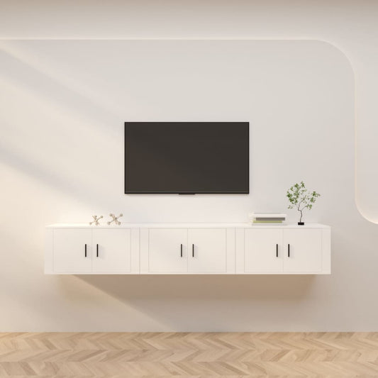 Nástěnné Tv Skříňky 3 Ks Bílé 80 X 34,5 X 40 Cm