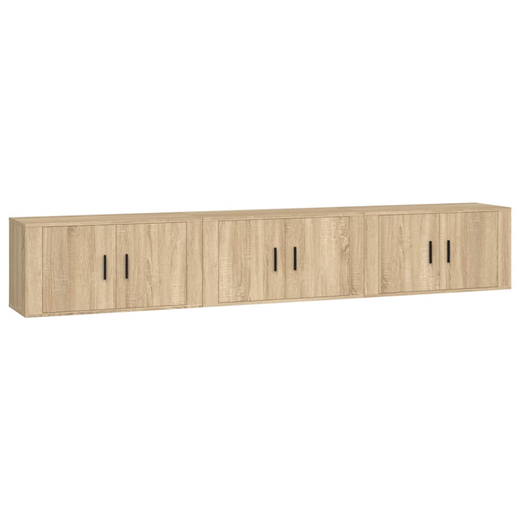 Nástěnné Tv Skříňky 3 Ks Dub Sonoma 80 X 34,5 X 40 Cm
