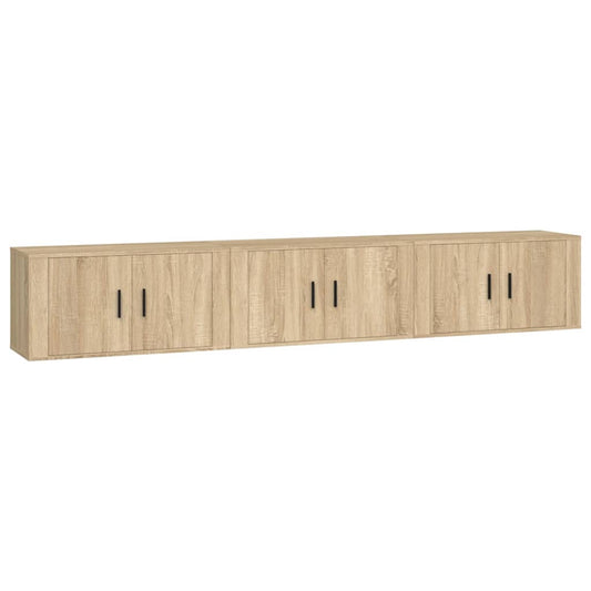 Nástěnné Tv Skříňky 3 Ks Dub Sonoma 80 X 34,5 X 40 Cm