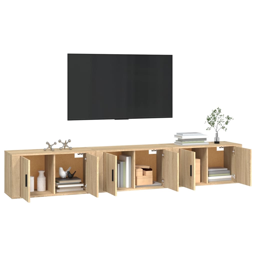 Nástěnné Tv Skříňky 3 Ks Dub Sonoma 80 X 34,5 X 40 Cm