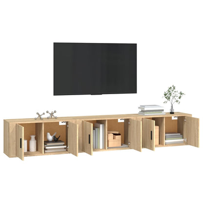 Nástěnné Tv Skříňky 3 Ks Dub Sonoma 80 X 34,5 X 40 Cm