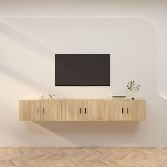 Nástěnné Tv Skříňky 3 Ks Dub Sonoma 80 X 34,5 X 40 Cm