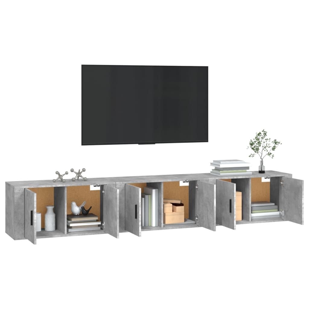 Nástěnné Tv Skříňky 3 Ks Betonově Šedé 80 X 34,5 X 40 Cm