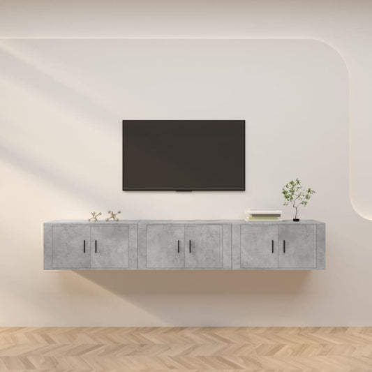 Nástěnné Tv Skříňky 3 Ks Betonově Šedé 80 X 34,5 X 40 Cm