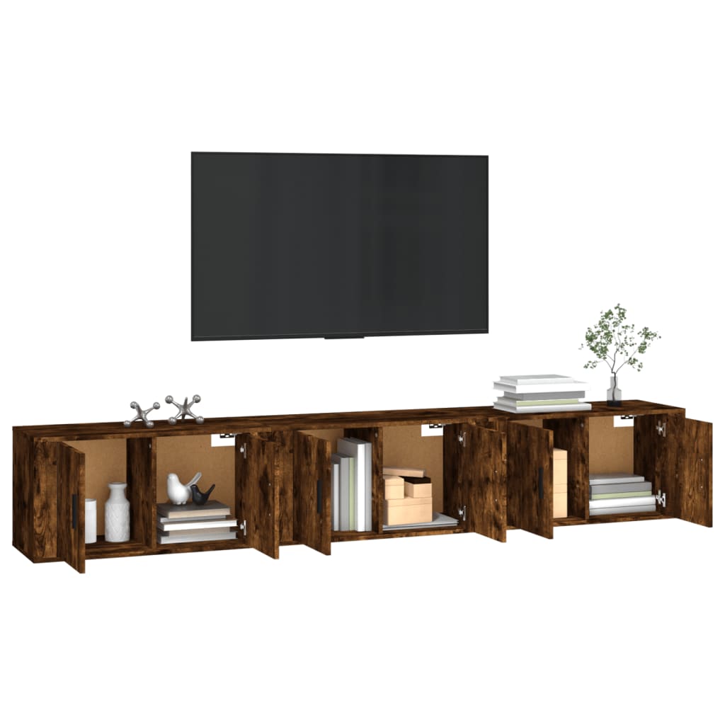Nástěnné Tv Skříňky 3 Ks Kouřový Dub 80 X 34,5 X 40 Cm