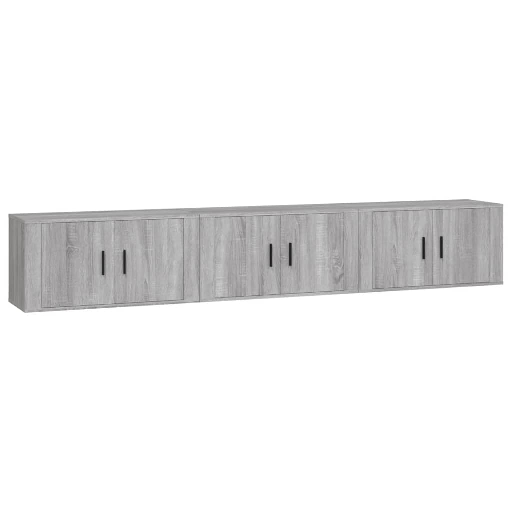 Nástěnné Tv Skříňky 3 Ks Šedé Sonoma 80 X 34,5 X 40 Cm