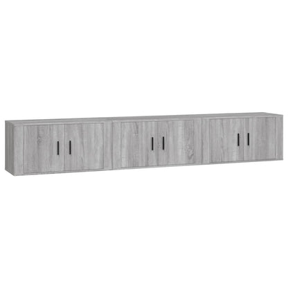Nástěnné Tv Skříňky 3 Ks Šedé Sonoma 80 X 34,5 X 40 Cm