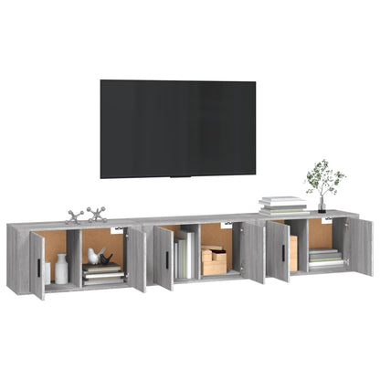 Nástěnné Tv Skříňky 3 Ks Šedé Sonoma 80 X 34,5 X 40 Cm