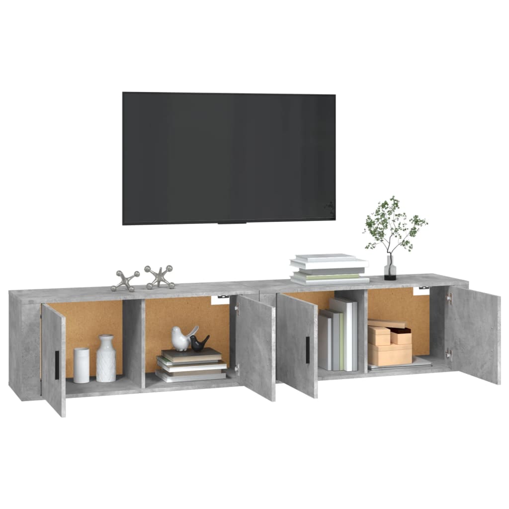 Nástěnné Tv Skříňky 2 Ks Betonově Šedé 100 X 34,5 X 40 Cm