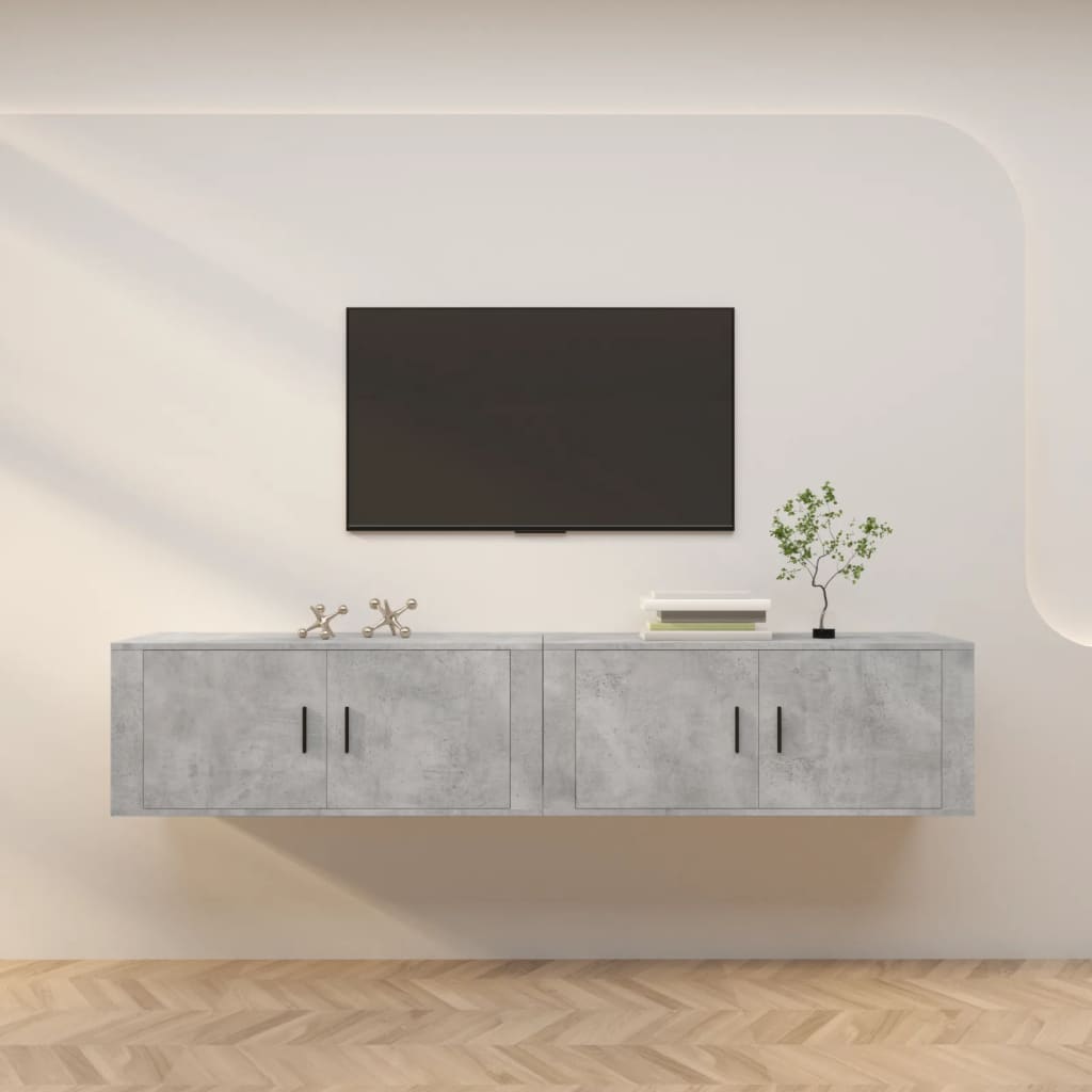 Nástěnné Tv Skříňky 2 Ks Betonově Šedé 100 X 34,5 X 40 Cm