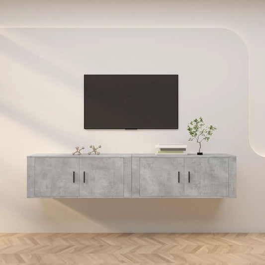 Nástěnné Tv Skříňky 2 Ks Betonově Šedé 100 X 34,5 X 40 Cm