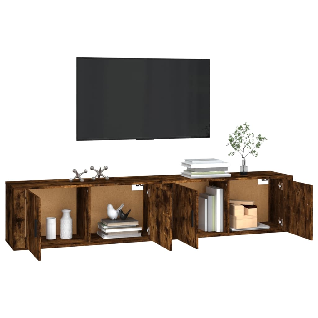 Nástěnné Tv Skříňky 2 Ks Kouřový Dub 100 X 34,5 X 40 Cm