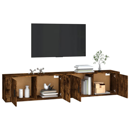 Nástěnné Tv Skříňky 2 Ks Kouřový Dub 100 X 34,5 X 40 Cm