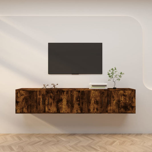 Nástěnné Tv Skříňky 2 Ks Kouřový Dub 100 X 34,5 X 40 Cm
