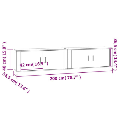 Nástěnné Tv Skříňky 2 Ks Šedé Sonoma 100 X 34,5 X 40 Cm