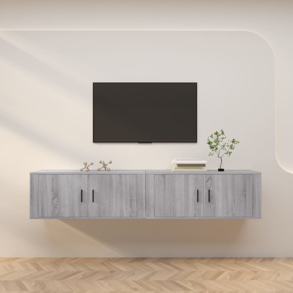 Nástěnné Tv Skříňky 2 Ks Šedé Sonoma 100 X 34,5 X 40 Cm