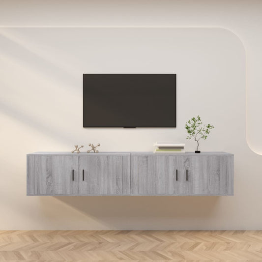 Nástěnné Tv Skříňky 2 Ks Šedé Sonoma 100 X 34,5 X 40 Cm