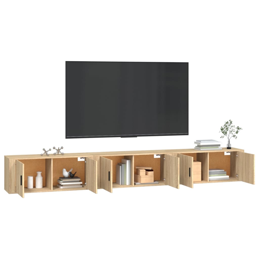Nástěnné Tv Skříňky 3 Ks Dub Sonoma 100 X 34,5 X 40 Cm