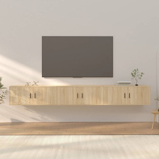 Nástěnné Tv Skříňky 3 Ks Dub Sonoma 100 X 34,5 X 40 Cm