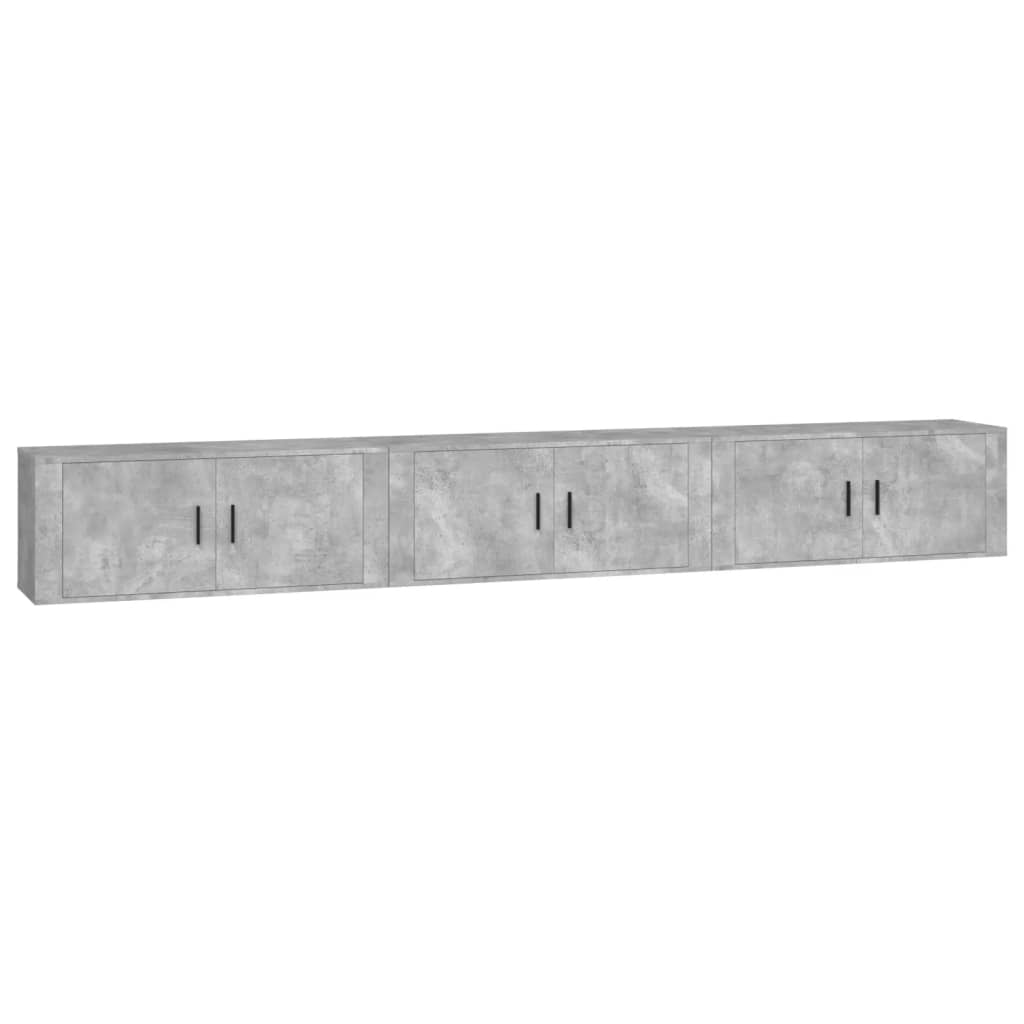 Nástěnné Tv Skříňky 3 Ks Betonově Šedé 100 X 34,5 X 40 Cm