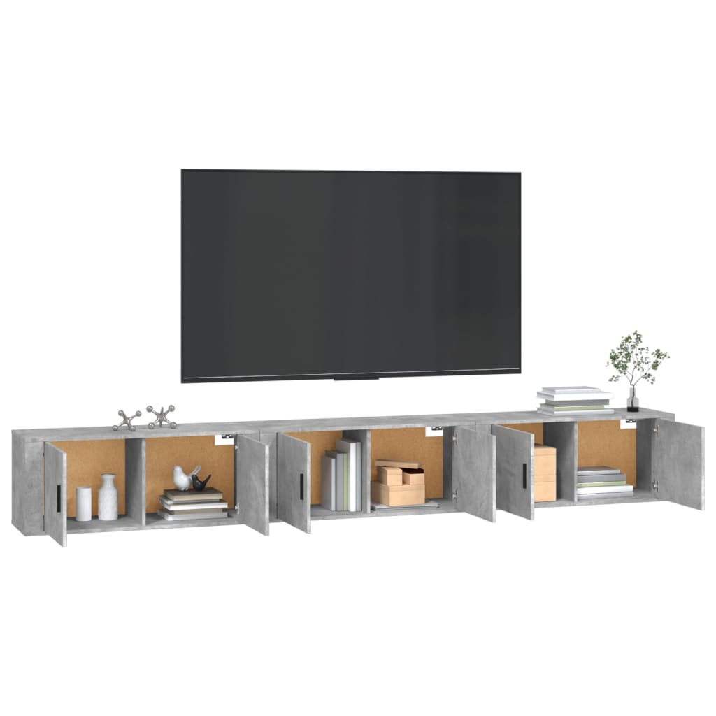 Nástěnné Tv Skříňky 3 Ks Betonově Šedé 100 X 34,5 X 40 Cm