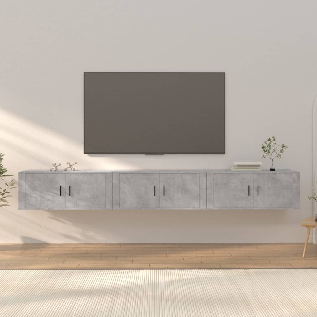 Nástěnné Tv Skříňky 3 Ks Betonově Šedé 100 X 34,5 X 40 Cm