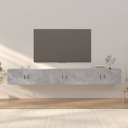 Nástěnné Tv Skříňky 3 Ks Betonově Šedé 100 X 34,5 X 40 Cm