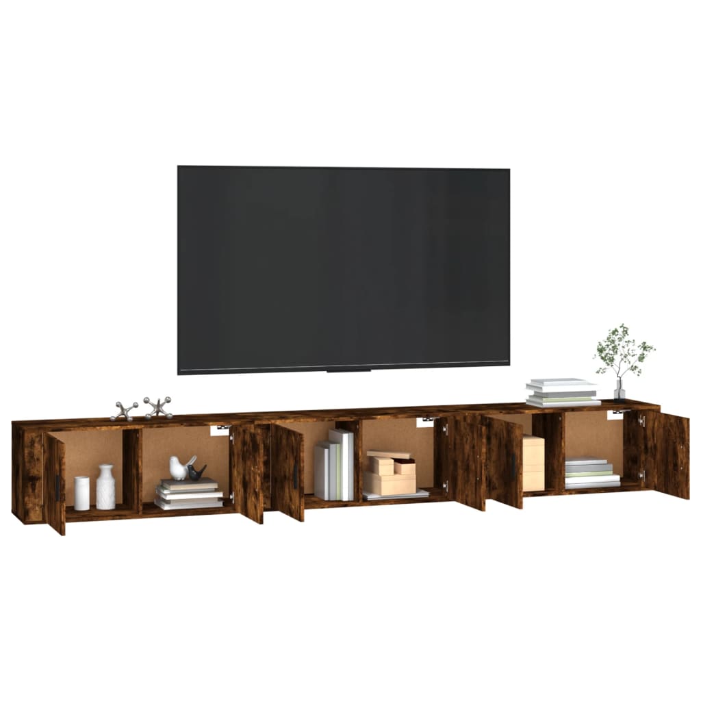 Nástěnné Tv Skříňky 3 Ks Kouřový Dub 100 X 34,5 X 40 Cm