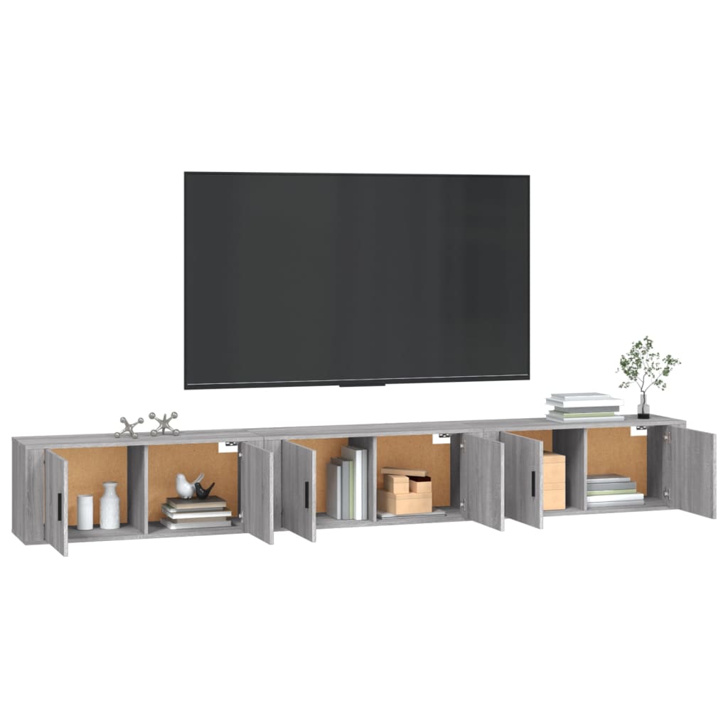 Nástěnné Tv Skříňky 3 Ks Šedé Sonoma 100 X 34,5 X 40 Cm