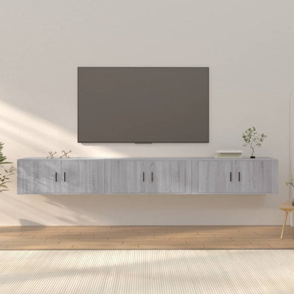 Nástěnné Tv Skříňky 3 Ks Šedé Sonoma 100 X 34,5 X 40 Cm