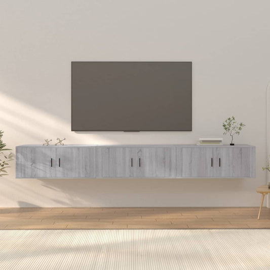 Nástěnné Tv Skříňky 3 Ks Šedé Sonoma 100 X 34,5 X 40 Cm