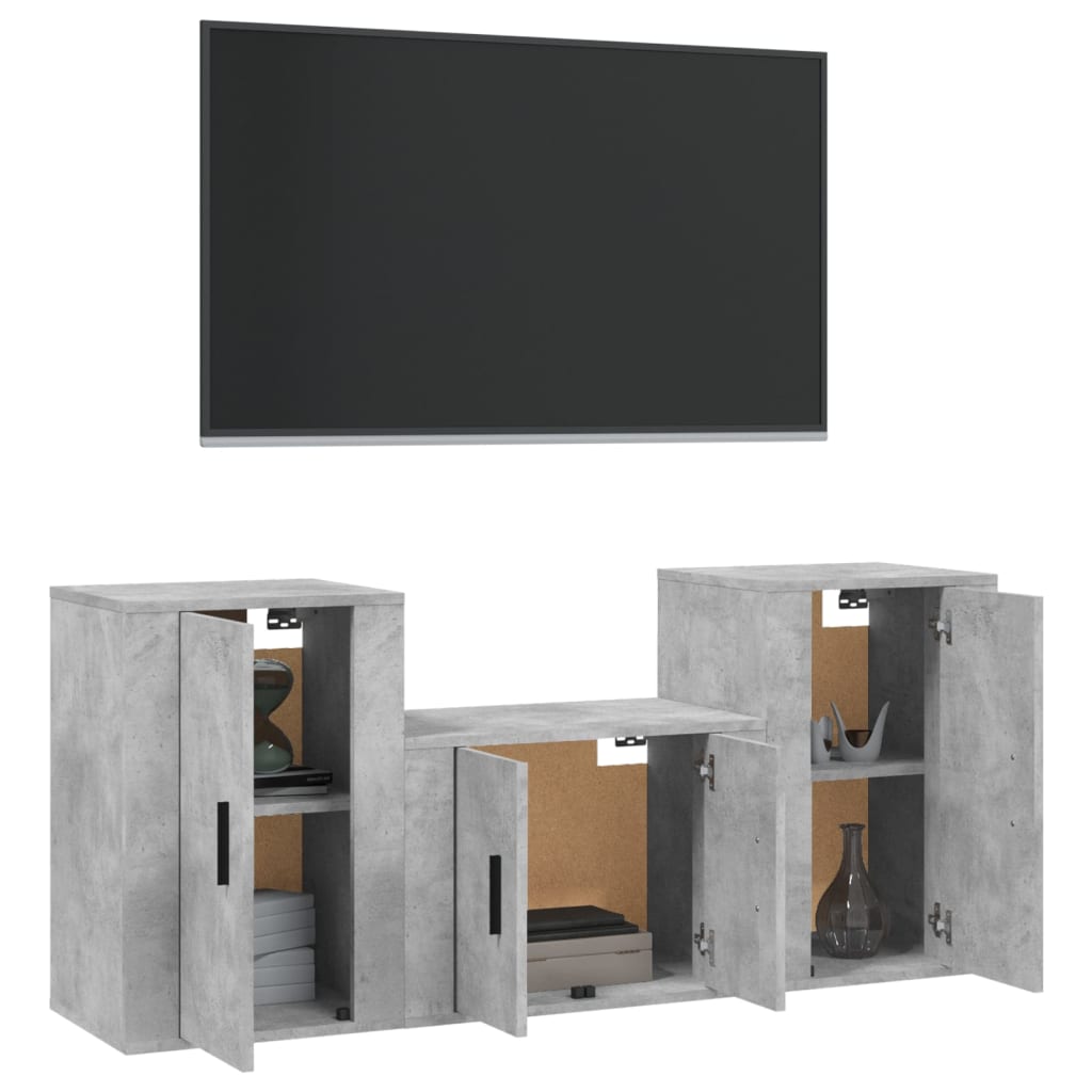 3Dílný Set Tv Skříněk Betonově Šedý Kompozitní Dřevo