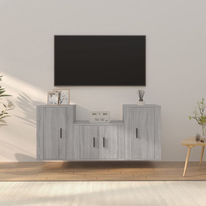 3Dílný Set Tv Skříněk Betonově Šedý Kompozitní Dřevo