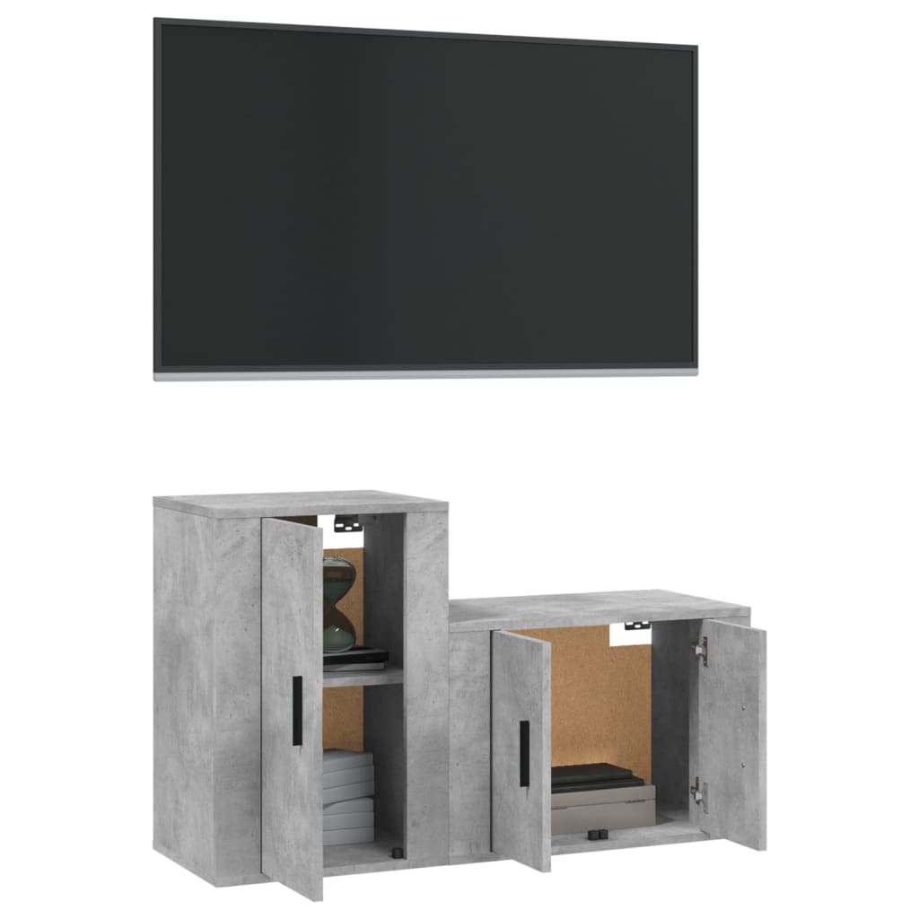 2Dílný Set Tv Skříněk Betonově Šedý Kompozitní Dřevo
