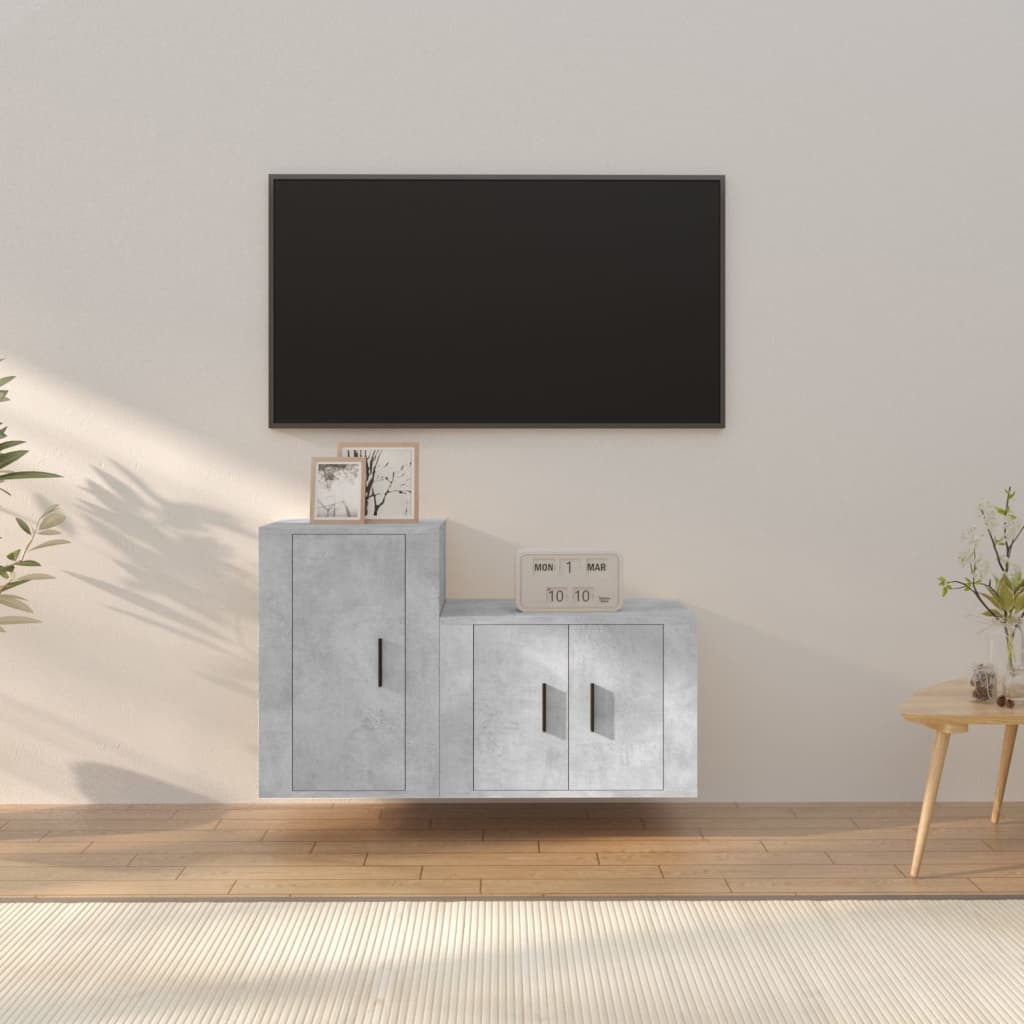 2Dílný Set Tv Skříněk Betonově Šedý Kompozitní Dřevo