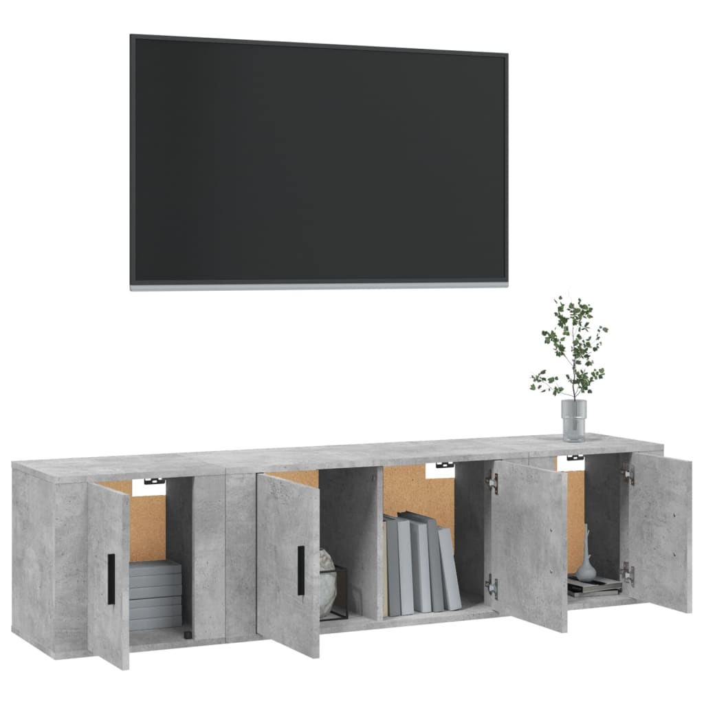 3Dílný Set Tv Skříněk Betonově Šedý Kompozitní Dřevo
