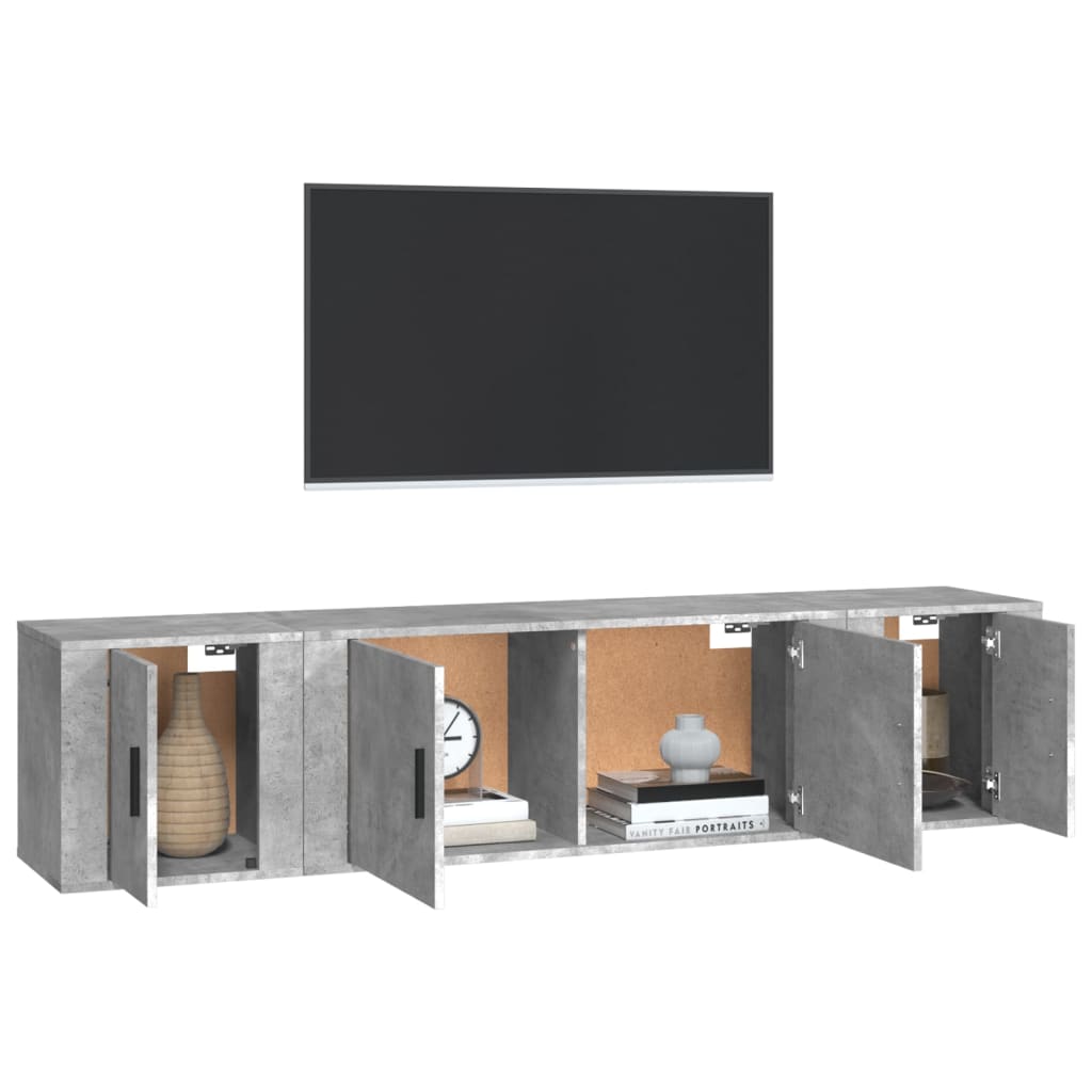 3Dílný Set Tv Skříněk Betonově Šedý Kompozitní Dřevo