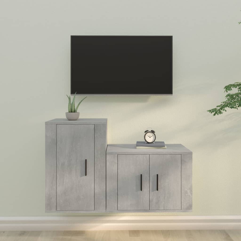 2Dílný Set Tv Skříněk Betonově Šedý Kompozitní Dřevo