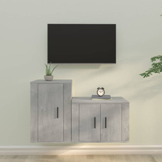 2Dílný Set Tv Skříněk Betonově Šedý Kompozitní Dřevo